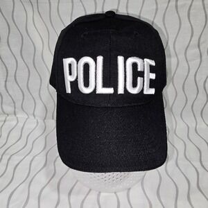 Black Police Embroidered Hat Adjustable Strap  Cap Law Enforcement Security